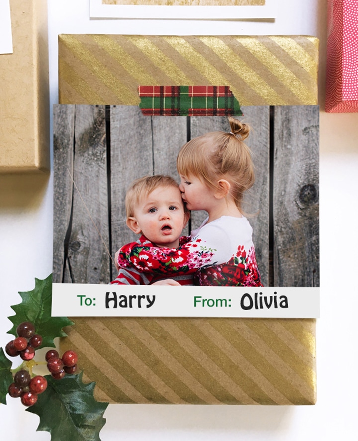 Collage Prints gift tags make presents personalized