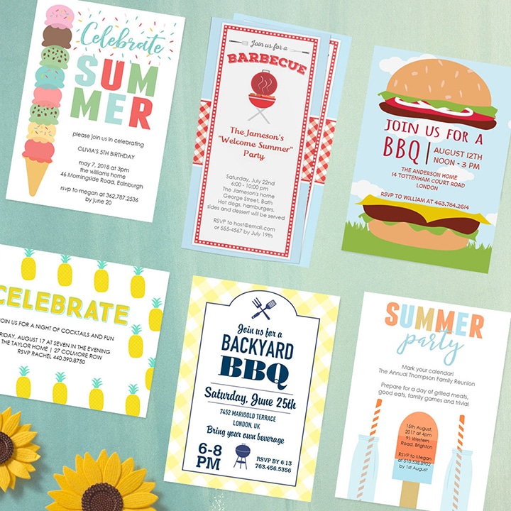 Personalised cards - personalised summer party invitations 