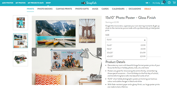 Create own poster Snapfish UK