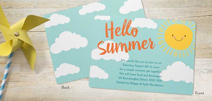 Personalised cards - personalised summer party invitations