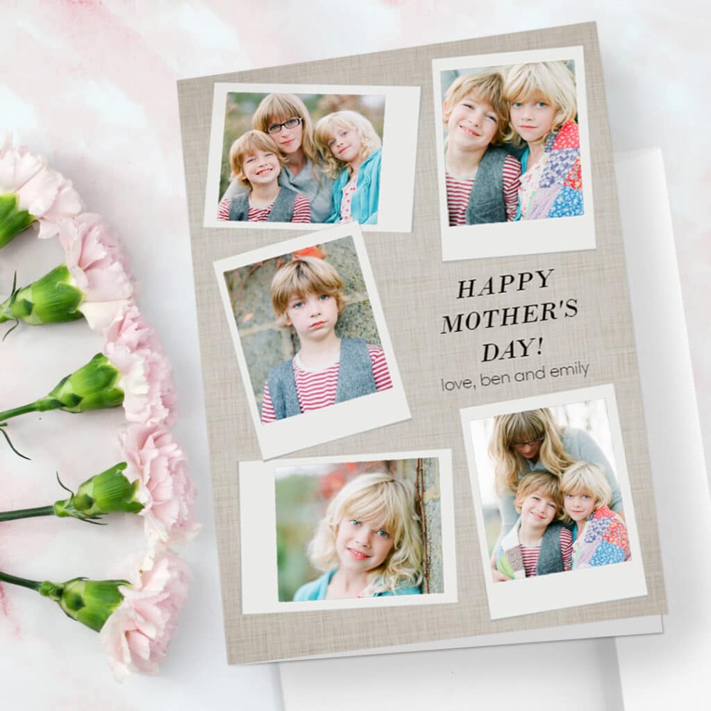 Stunning Mother's Day cards created by you. Just upload photos and add text.