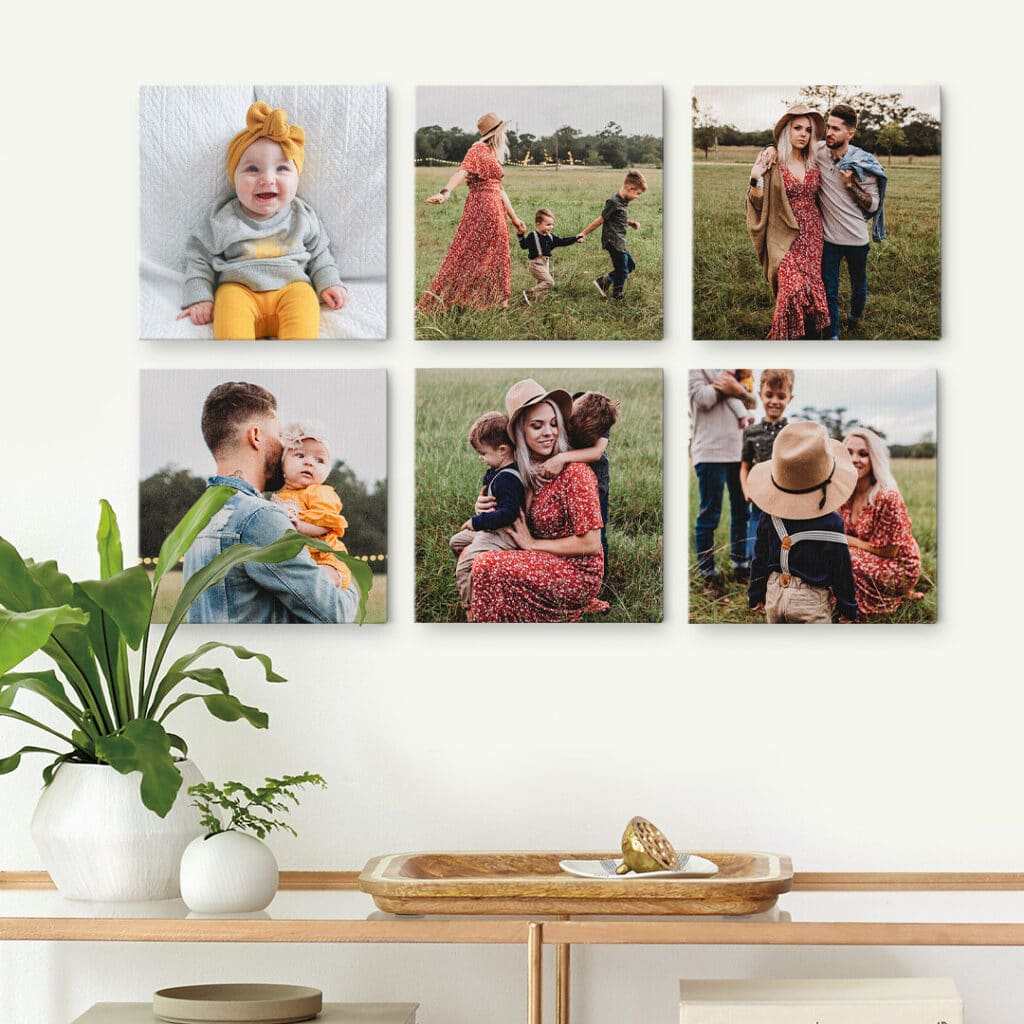 Gallery wall of personalised canvas prints