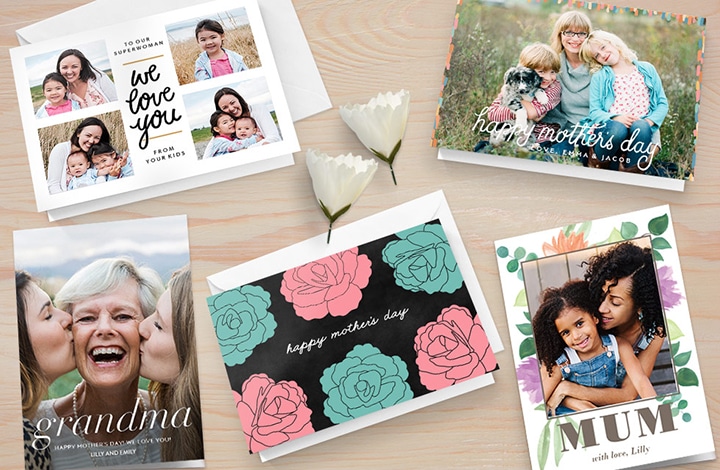 Variety of Mother's Day cards on a table