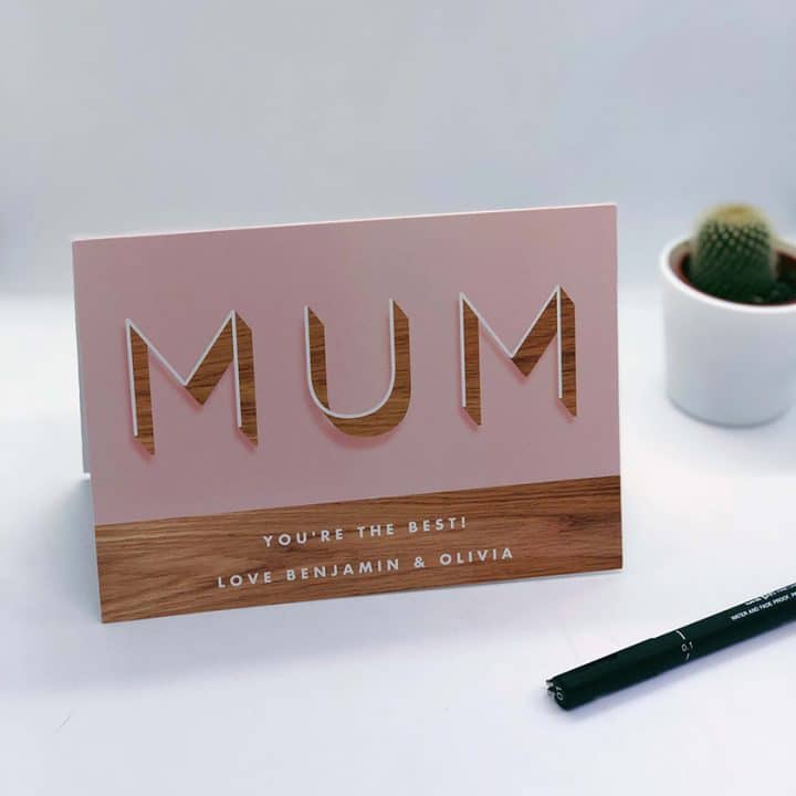 Wood Block Letters - Personalised Mother's Day Cards for Mum