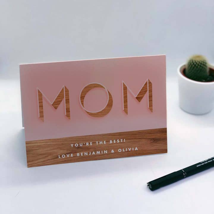Wood Block Letters Personalized Card for Mom