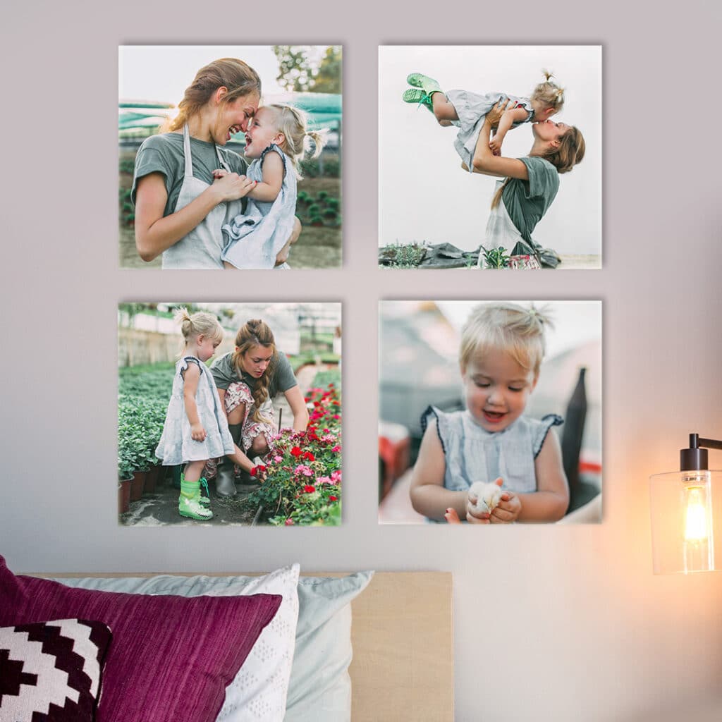 Repositionable photo wall tiles