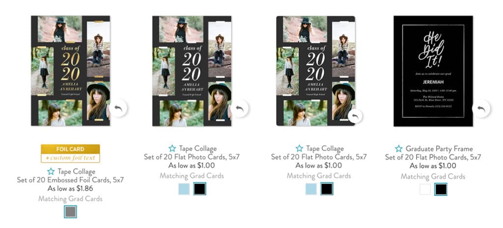 Choose custom graduation party invites that match your Graduation announcement cards for a slick style.