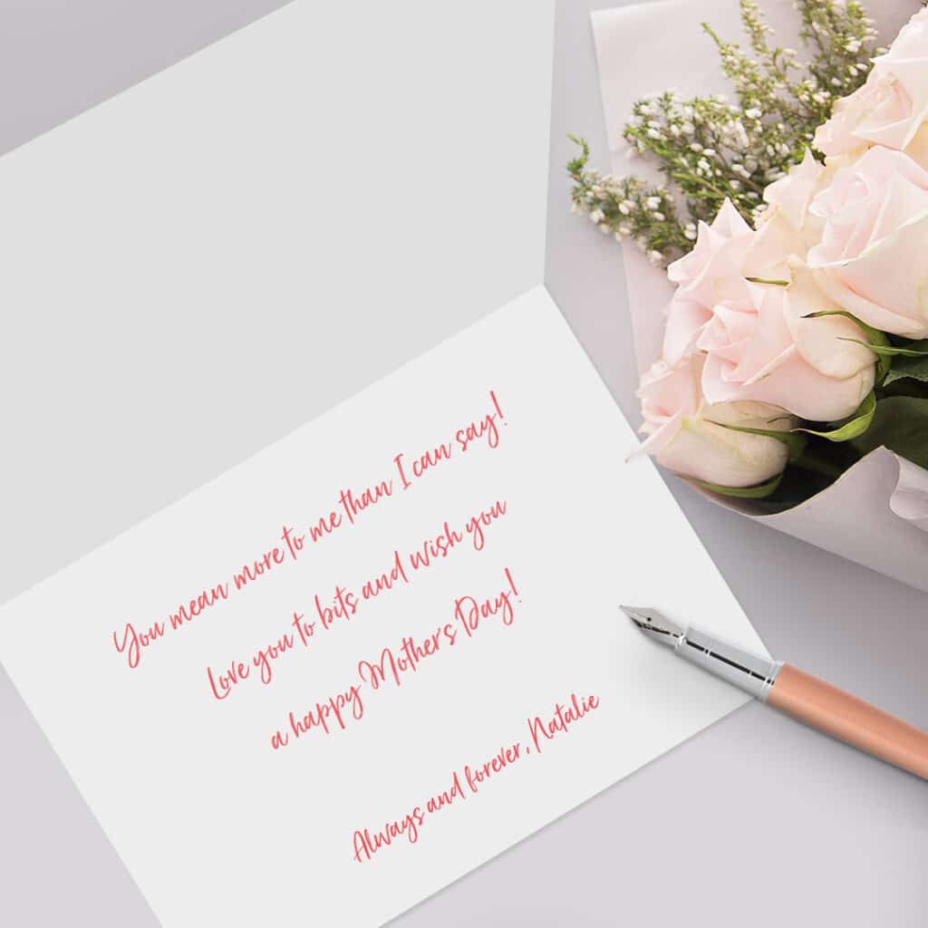 Handwritten message in a Mother's Day Card