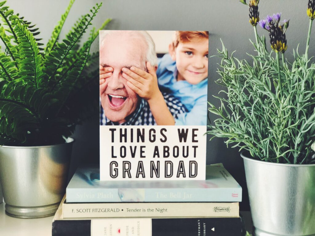 Card with photo of grandfather and grandson