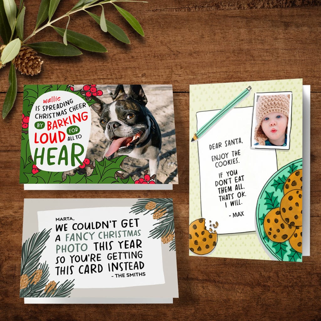 Напишите забавные и остроумные высказывания в юмористическом дизайне рождественских открыток