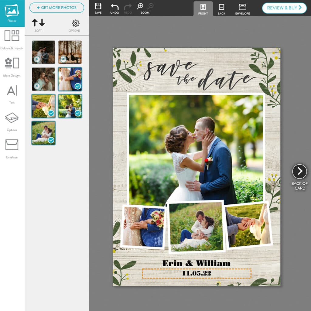Add Photos To Personalise Your Wedding Card