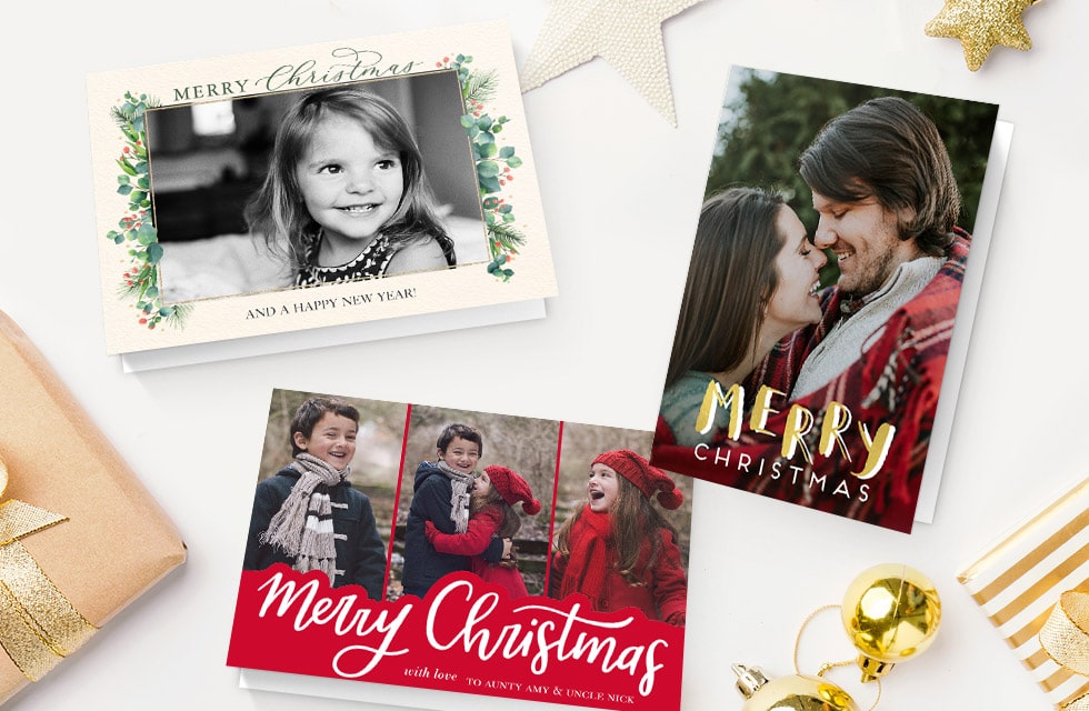 A selection of the new 2021 Christmas card designs that you can personalise with photos and text