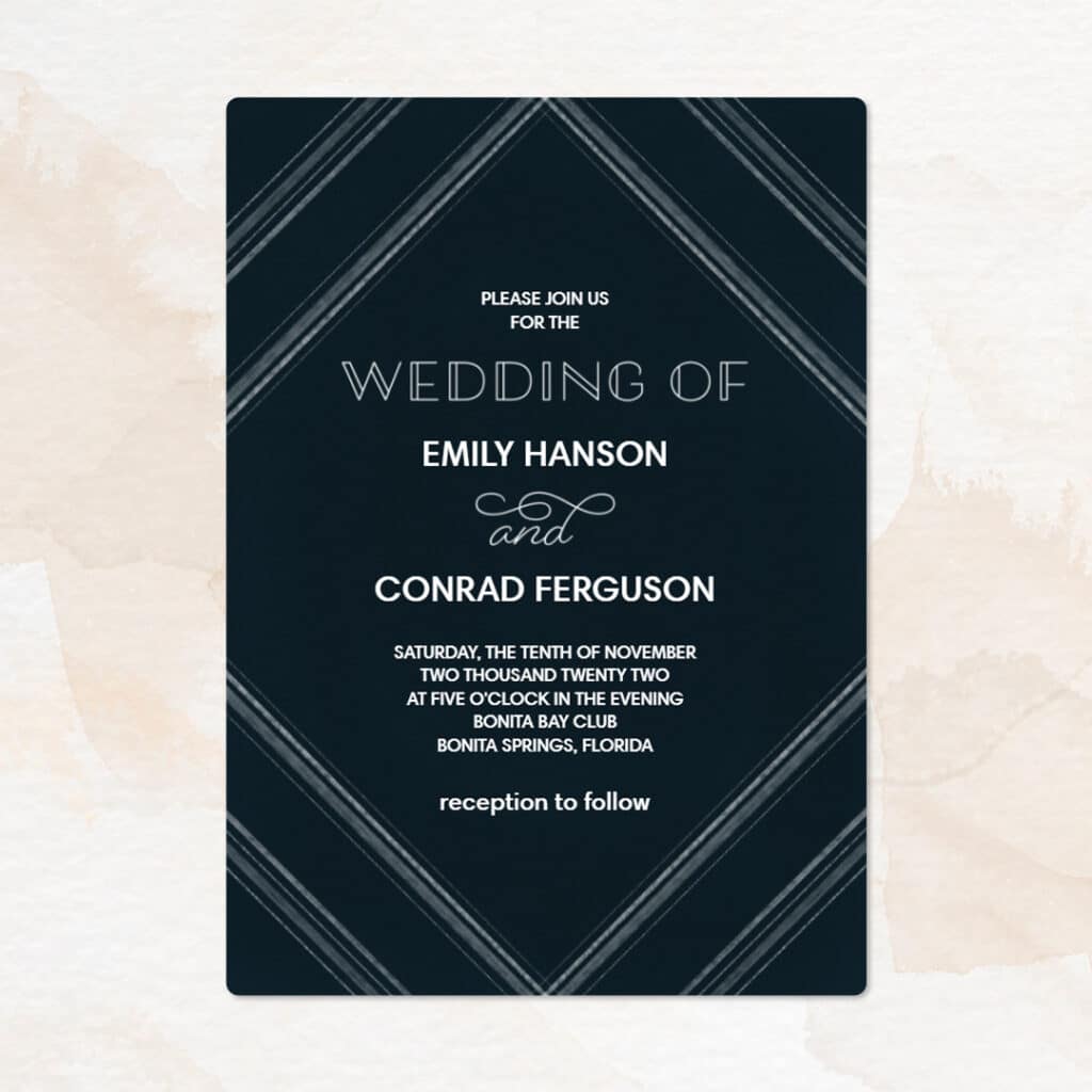 Navy Stripe Wedding Invitation  design