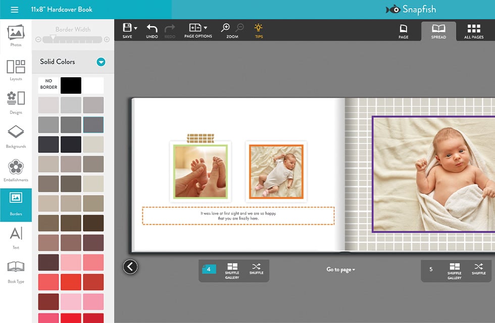 Easy to use album editing tools to layout your photo book pictures