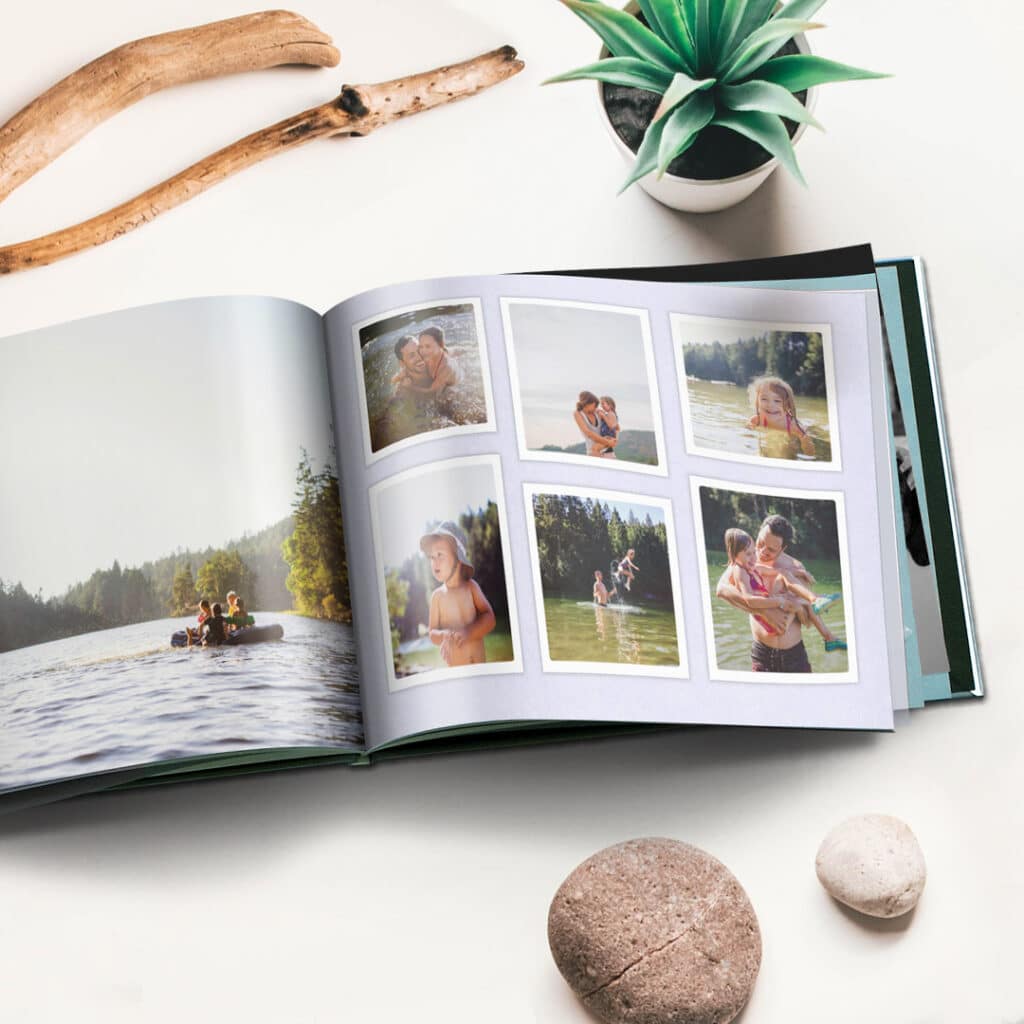 Create a retro photo album look for your printed birthday photo book