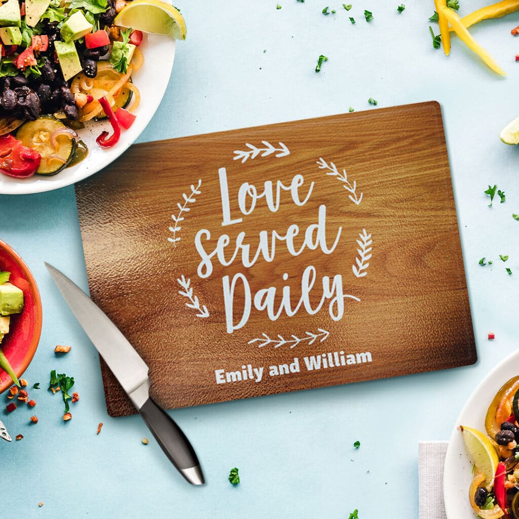 Customize glass chopping boards with photos and text