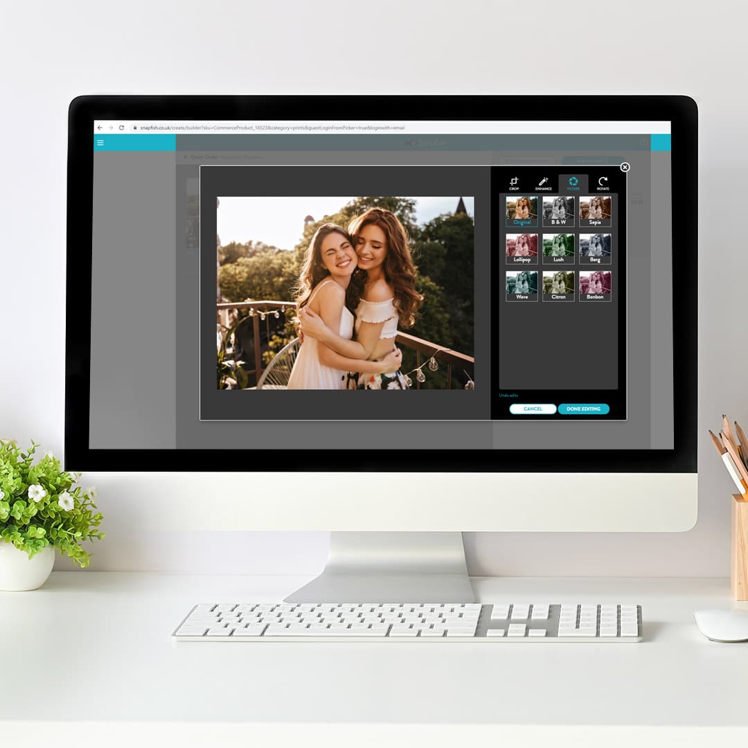 available photo filters on Snapfish online builder