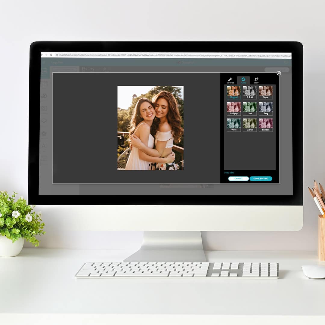 available photo filters on Snapfish online builder