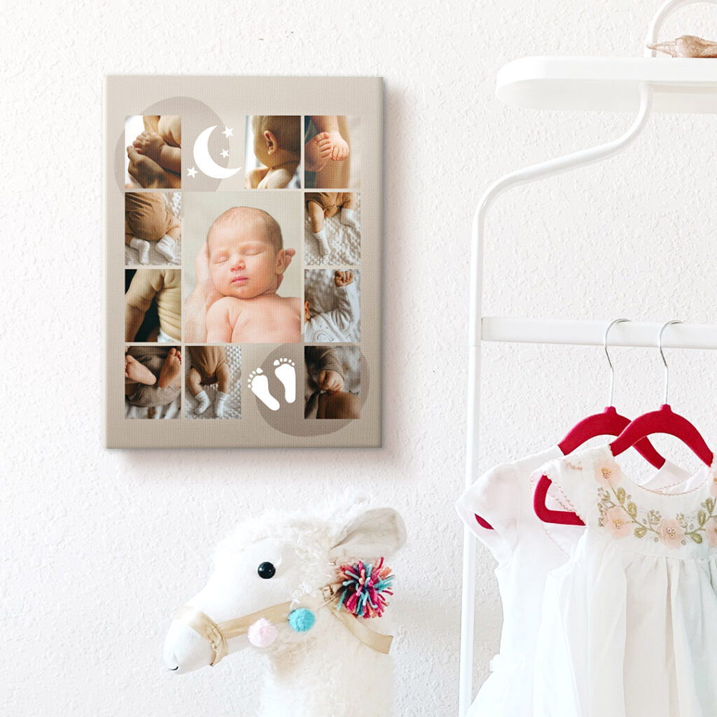 a baby canvas design with photos of a beautiful newborn