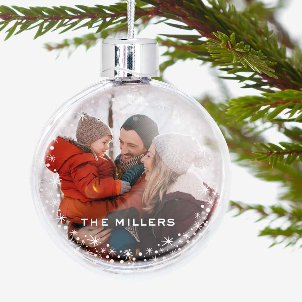 Personalise your Christmas tree with custom photo baubles and ornaments. Make with Snapfish.