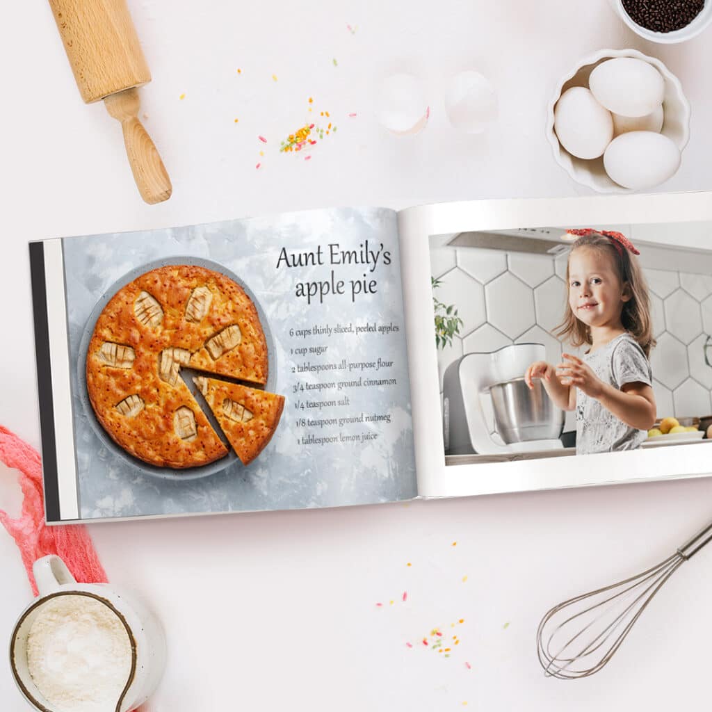 Create a photo book printed with favorite family recipes.
