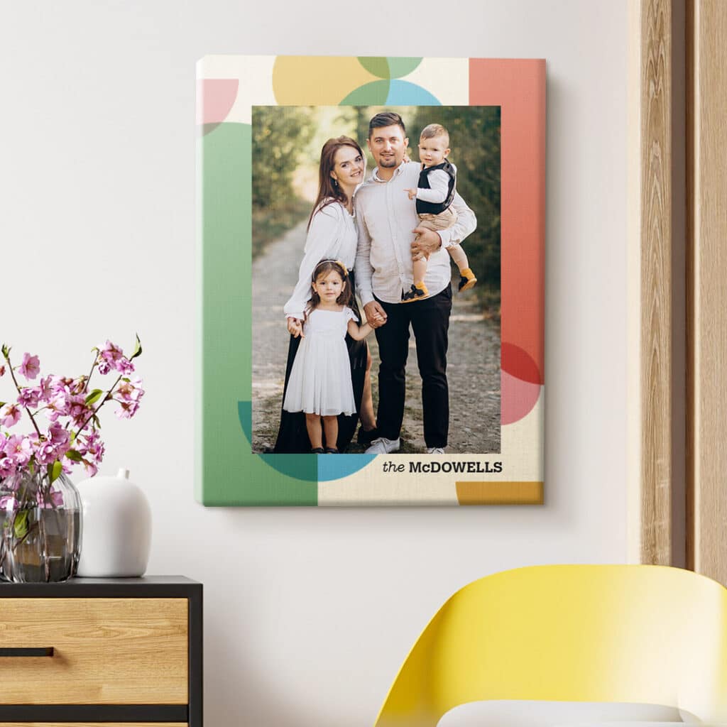 Colorful abstract canvas print design printed with family photo