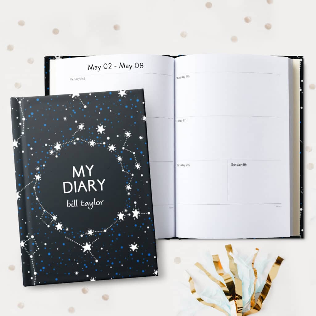 Diaries can be custom printed on Snapfish