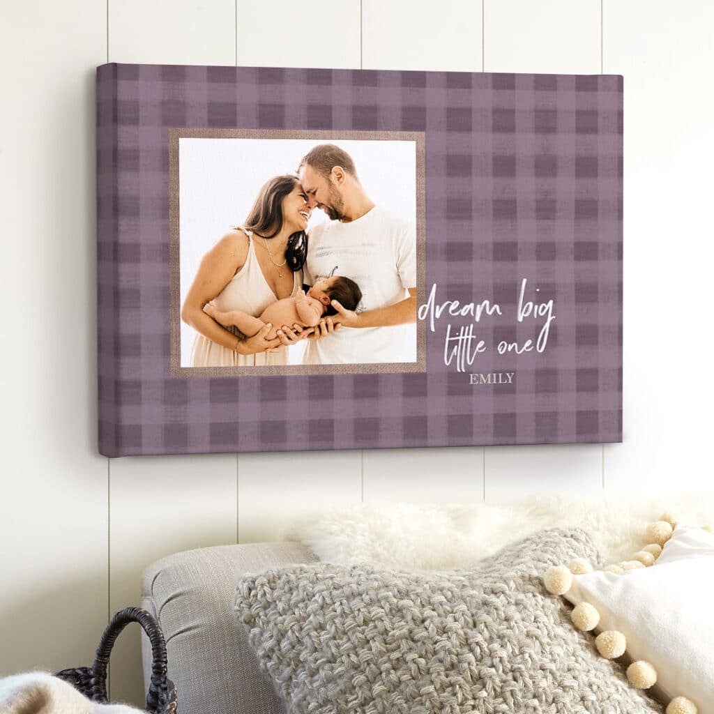 Purple plaid photo canvas design