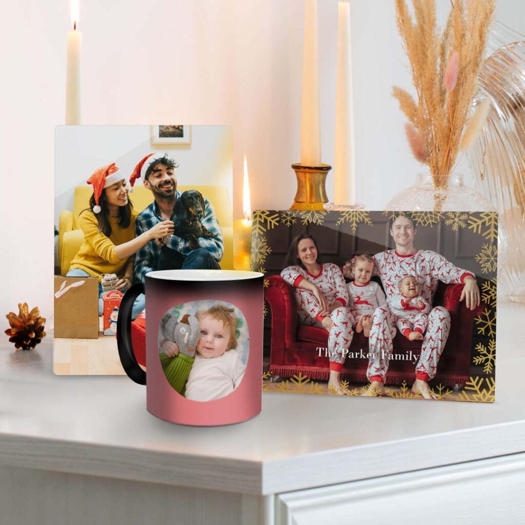 posters, prints and photo gifts decorating a Christmas themed space