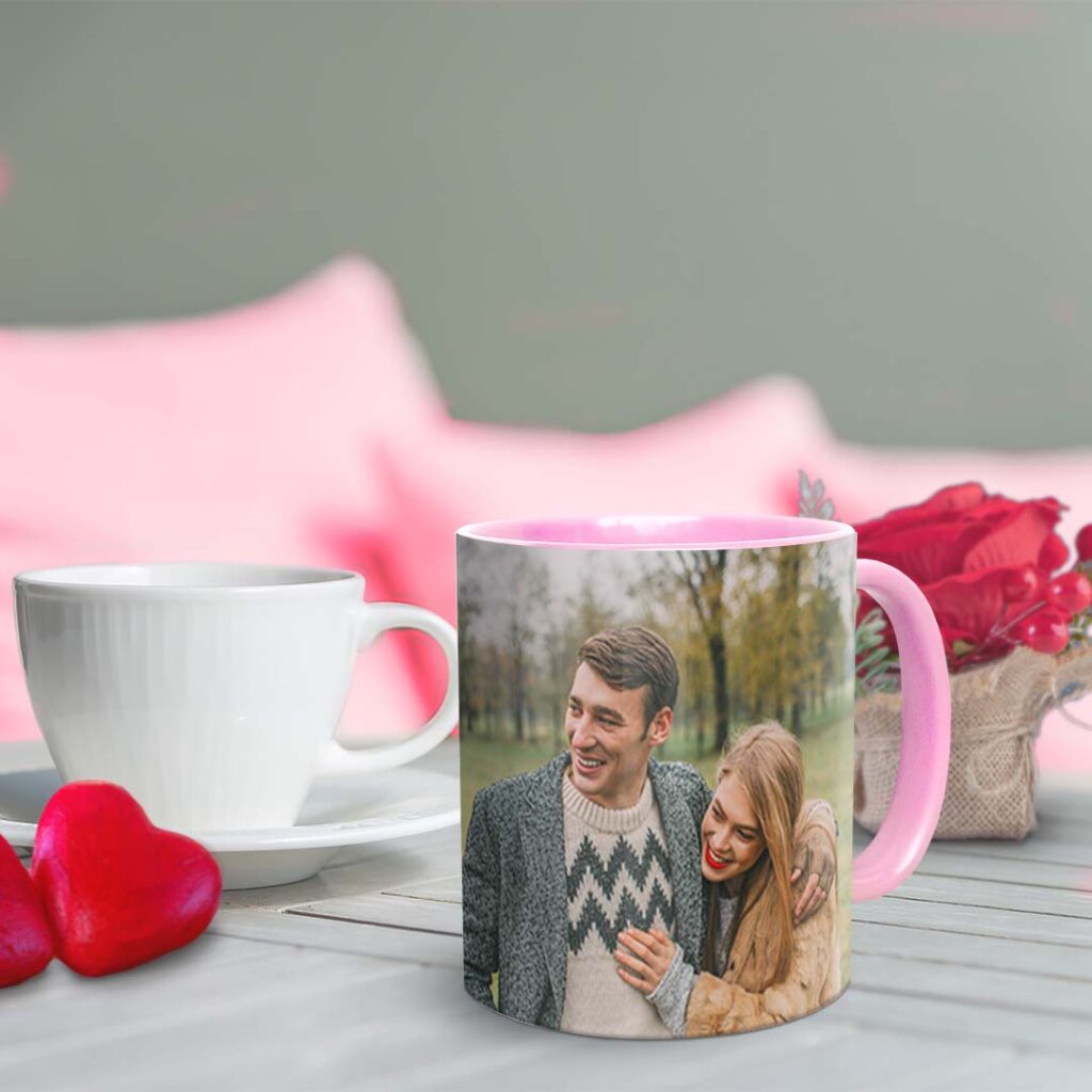 Customise Snapfish pink mugs with pictures and text