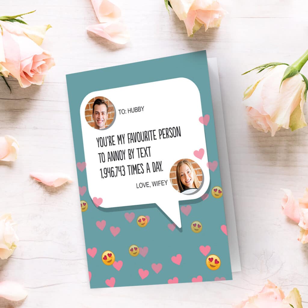 A funny texting Valentine's day photo card design 