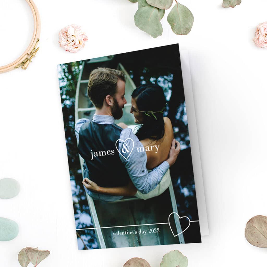 A lovely card design with a happy wedding couple photo