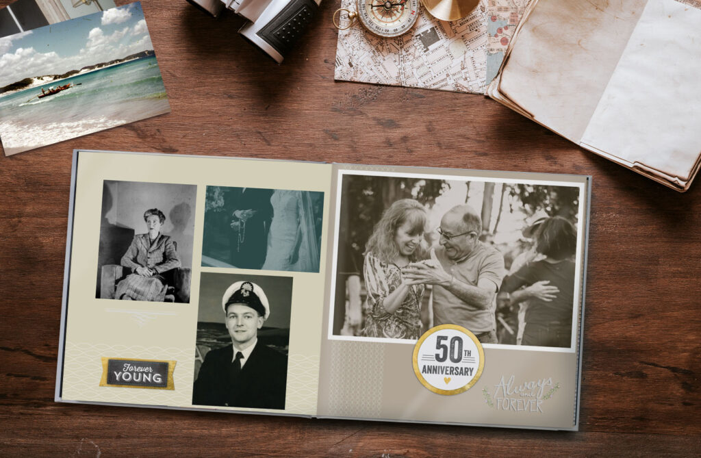 Scan old photos and print your life story in a family history photo book using Snapfish