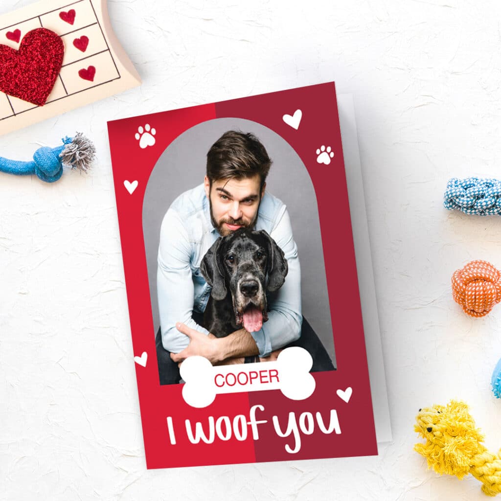 A fun 'I woof you' Valentine's day card design