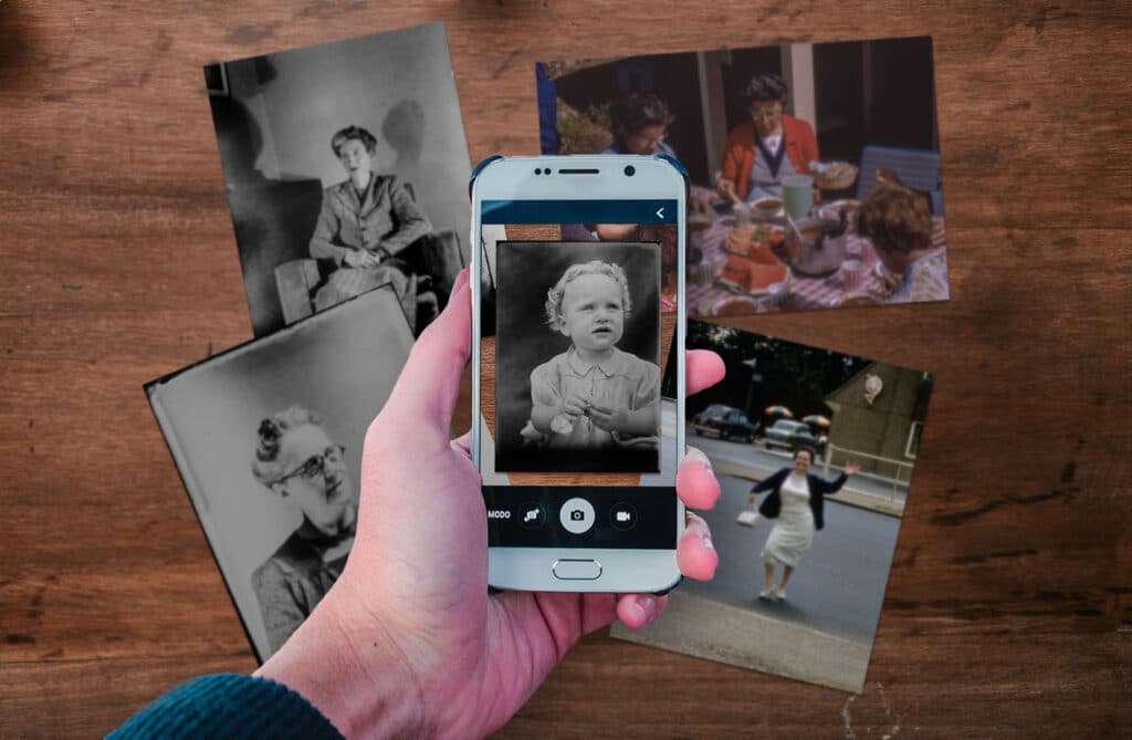 Scan old photos and print your life story in a family history photo book