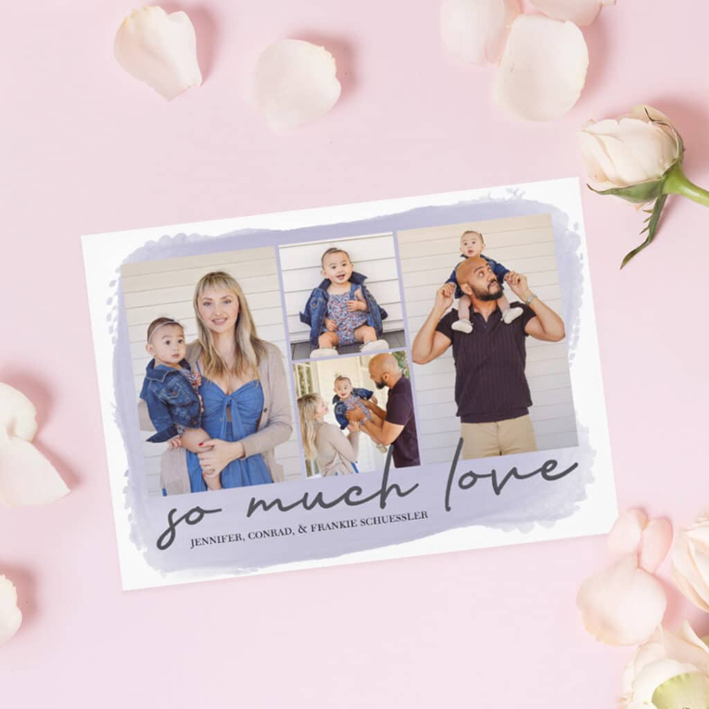 A beautiful collage love card with images of a lovely family