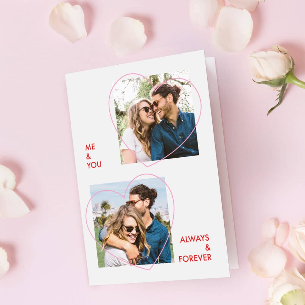 A lovely Valentine's day card with photos of a young couple in love