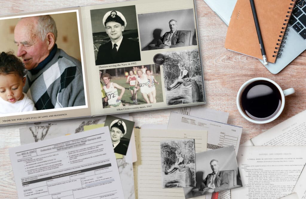 Scan old photos and print your life story in a family history photo book