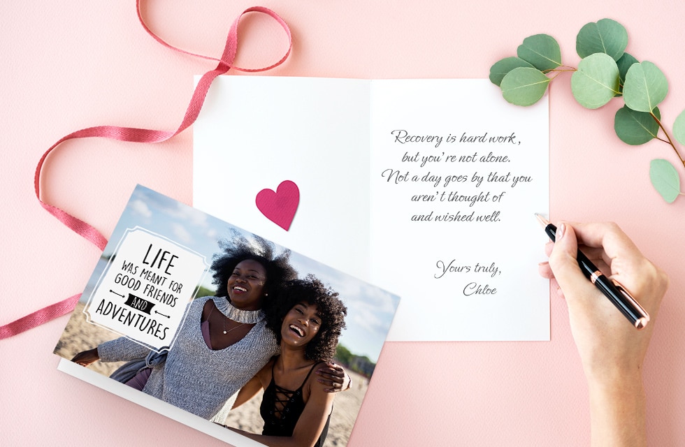 "Life was meant for good friends" greetings cards