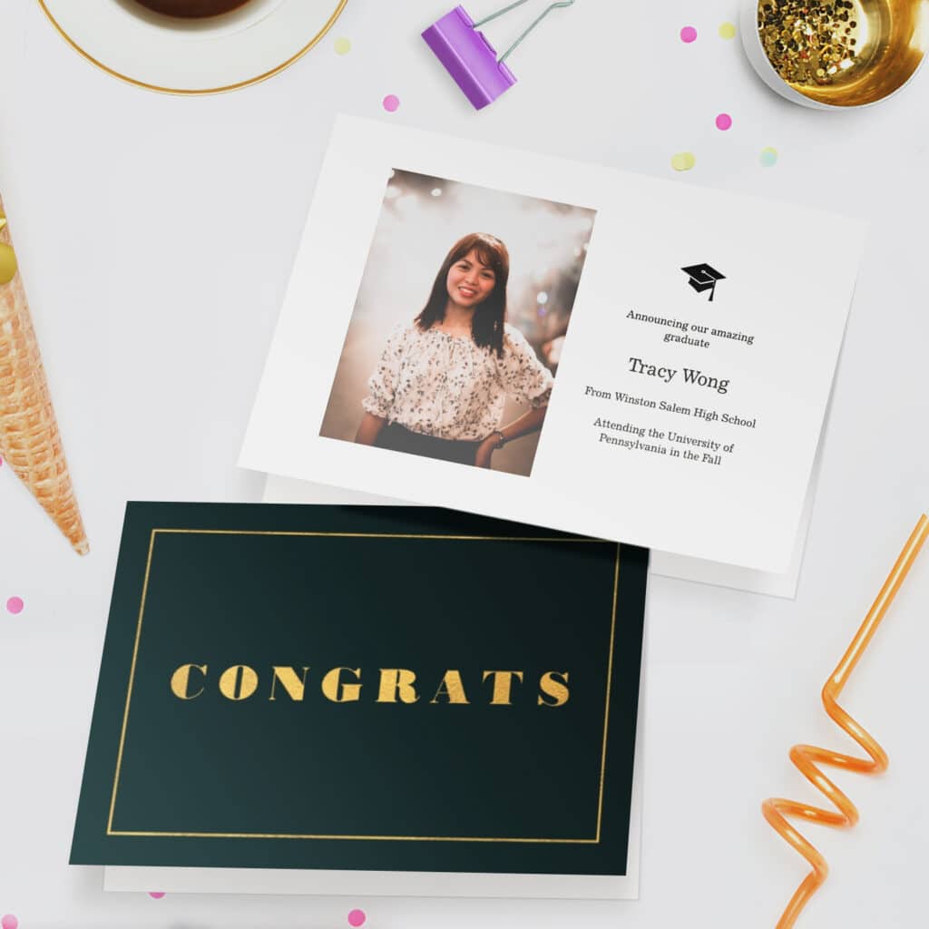 two folded Graduation congratulation cards