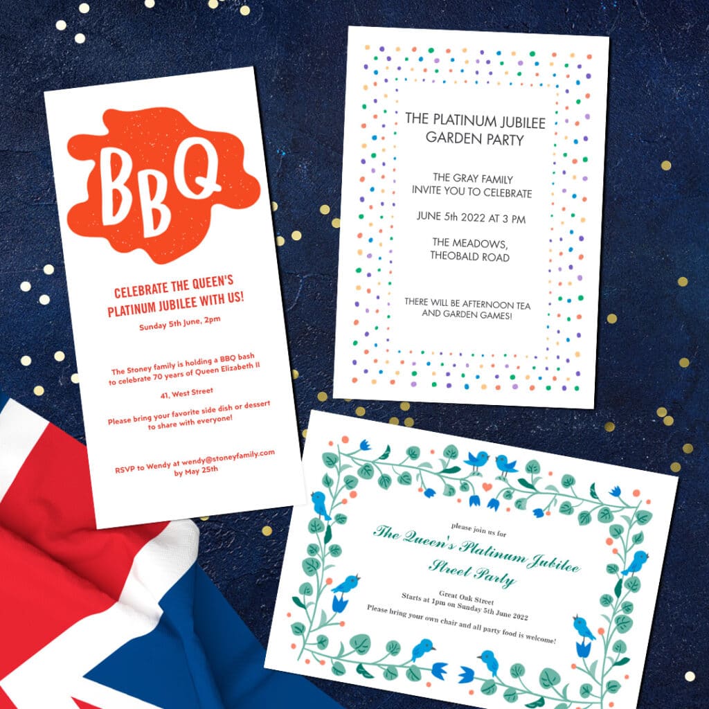 Throw a Royal Garden or Street Party and custom print invitations they can keep as souvenirs