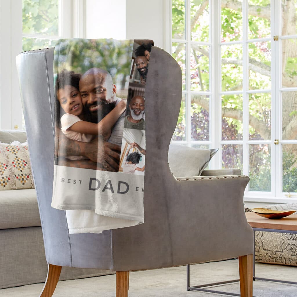 Best Dad Ever Collage - Plush Fleece Photo Blanket 