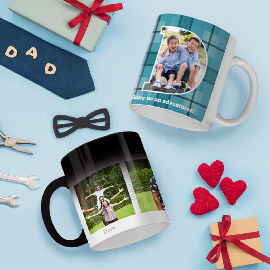 Create custom Father's Day photo mugs for Dad