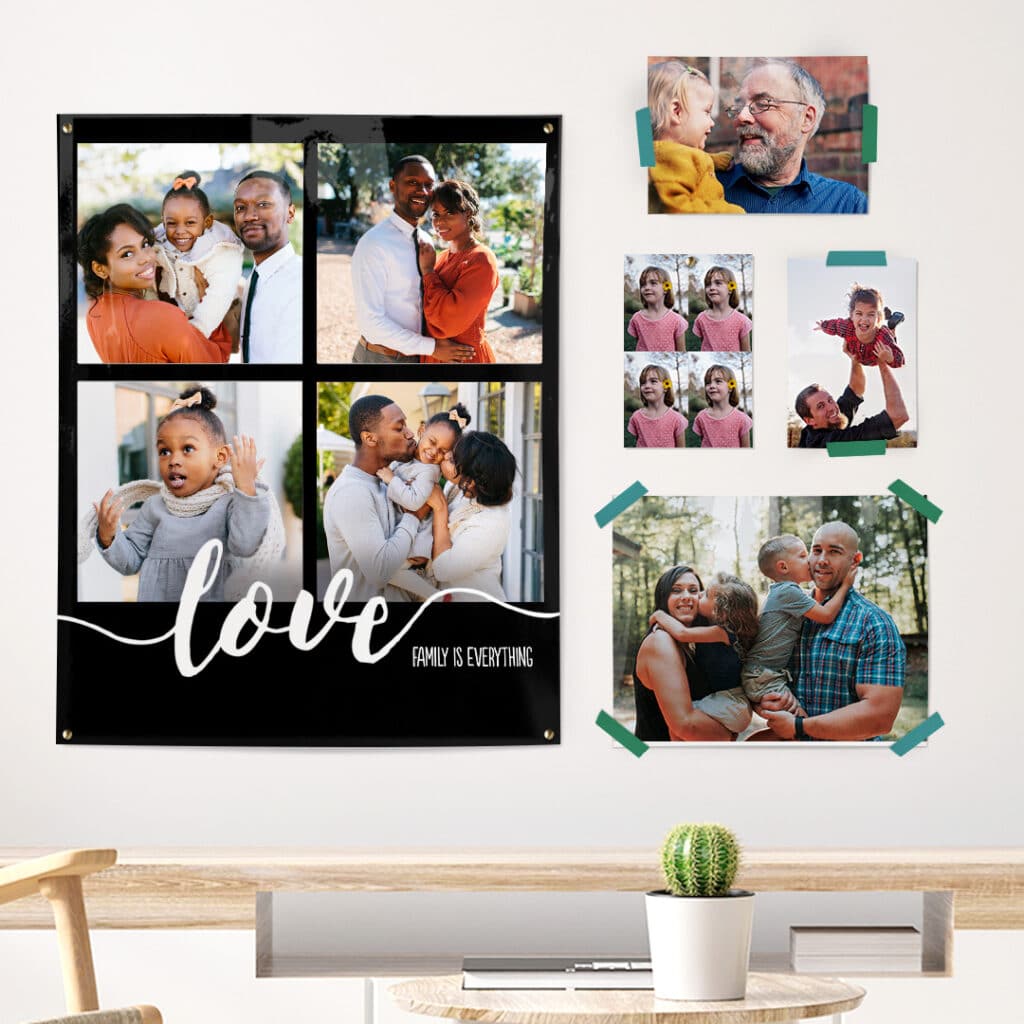 Father's day themed poster and prints on a wall