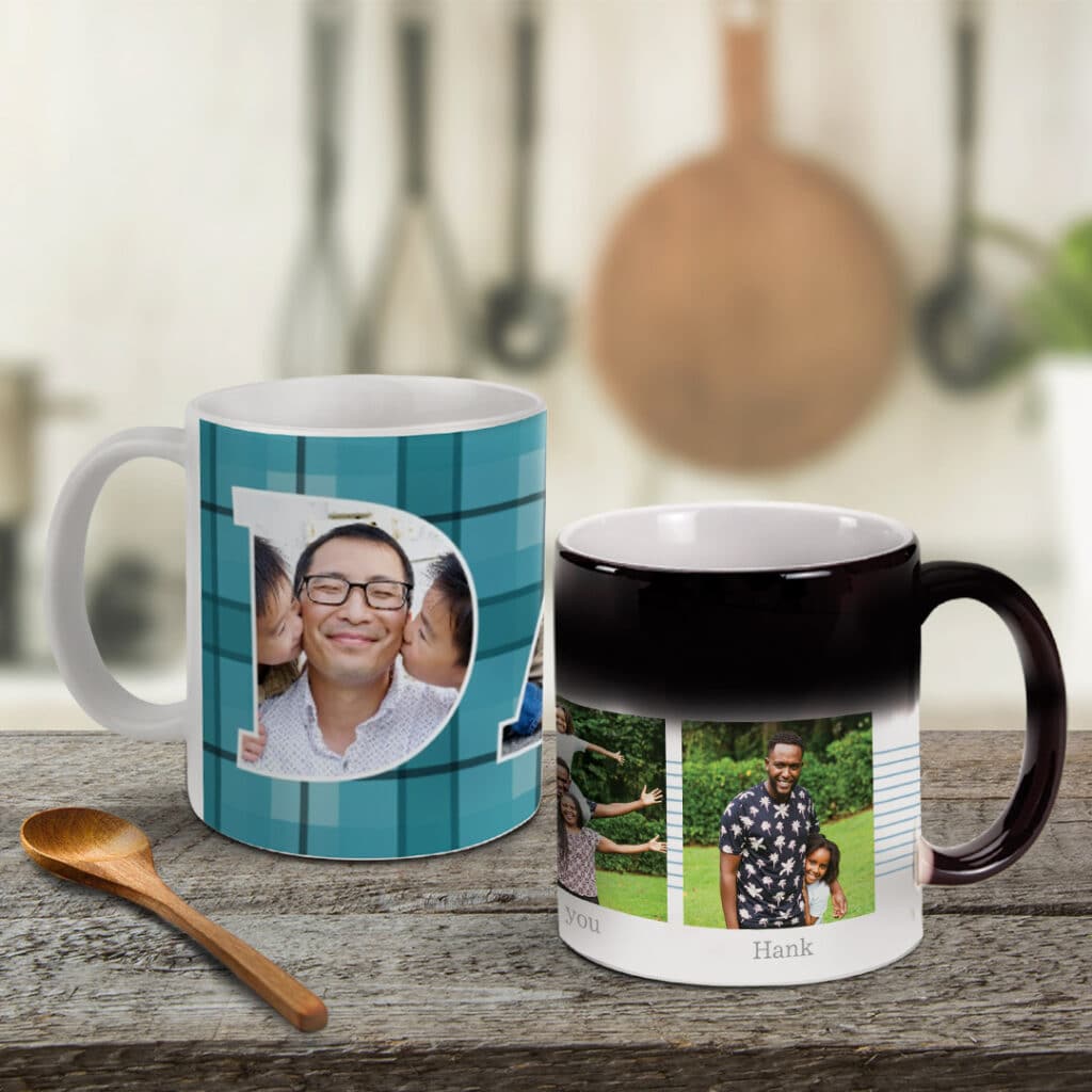 Create custom Father's Day photo mugs for Dad