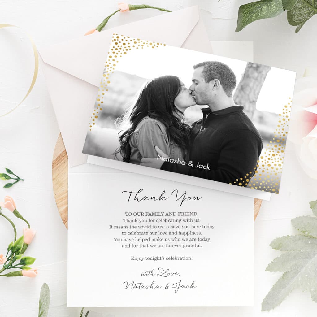 Thank Your Wedding Guests & Impress Them With New Embossed Foil Metallic Thank You Cards