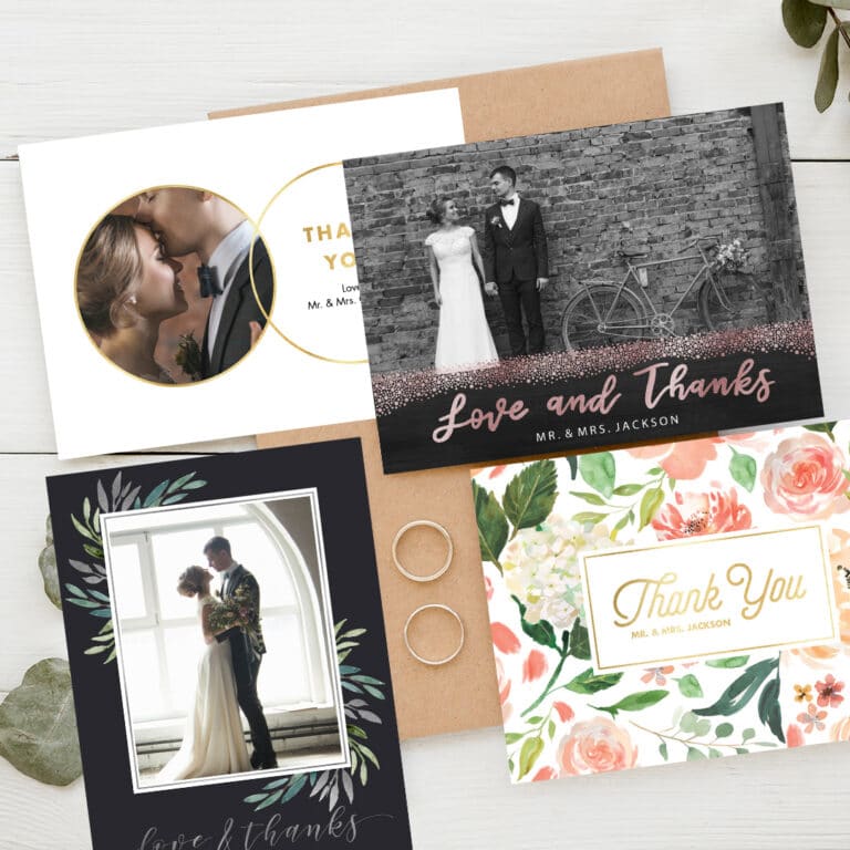 Luxurious Custom Foil Wedding Thank You Cards Snapfish UK