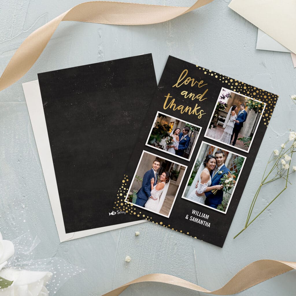 Thank Your Wedding Guests & Impress Them With New Embossed Foil Metallic Thank You Cards