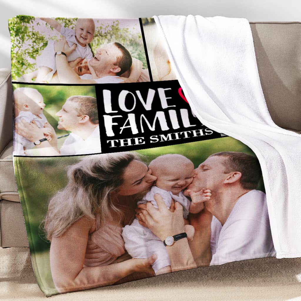 Berber Fleece Photo Blanket "Love Lives Here"