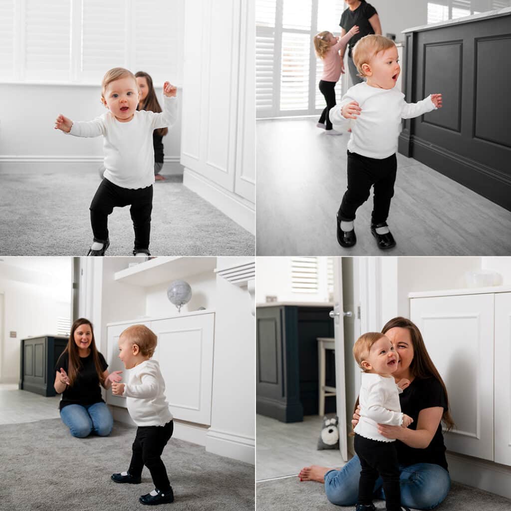 Set of four images of a toddler